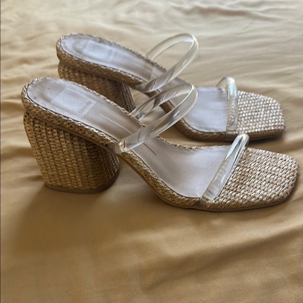 Dolce Vita Women's Clear Strap Woven Heels - Picture 2 of 2